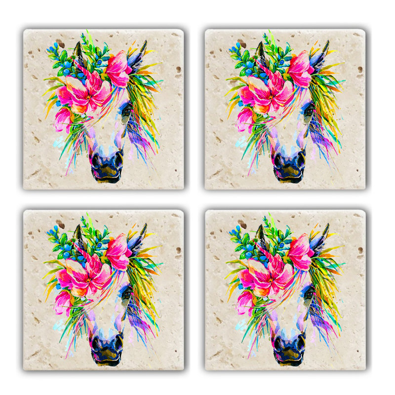 Premium Natural Stone Glass Mat Set (4 Pieces), 3.9 x 3.9 x 0.4 inches | 100% Natural Stone for Durability & Elegance | Perfect for Protecting Surfaces, Ideal for Home & Office Use, Stylish & Functional Design