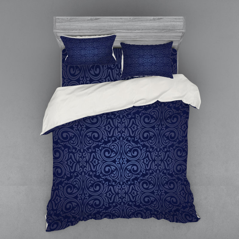 Traditional Polyester Damask Duvet Cover, Queen Duvet Cover + 3 Additional Pieces