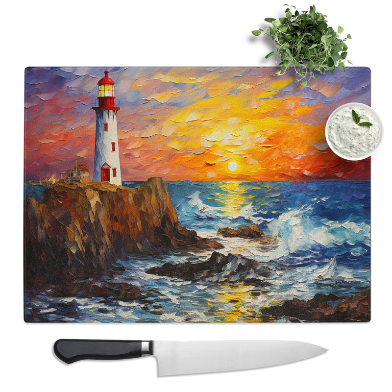 Lighthouse Palette Knife  Glass Chopping Board