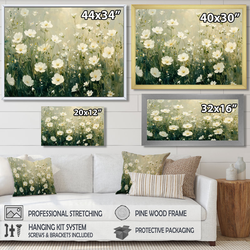 Innarah White Wildflower in Spring Bloom I - Wildflowers, art mural, Toile tendue, Ne s’applique pas, H 24 po x l 32 po