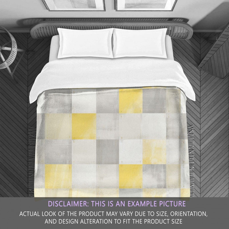 Checkered Comforter, Twin Extra Long Comforter, Silver/Yellow Checkered