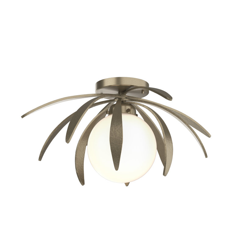 Dahlia 1 - Light Semi Flush Mount, Opal White, Soft Gold