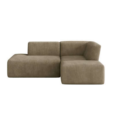 Ensemble de canapé modulaire rembourré en velours côtelé 3 pièces avec repose-pieds amovible Berlare Boneless - entièrement comprimé, aucun assemblage requis