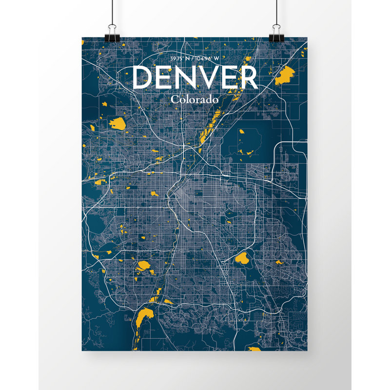 Denver City Map - No Frame Print, 61cm H x 45.7cm W x 0.13cm D