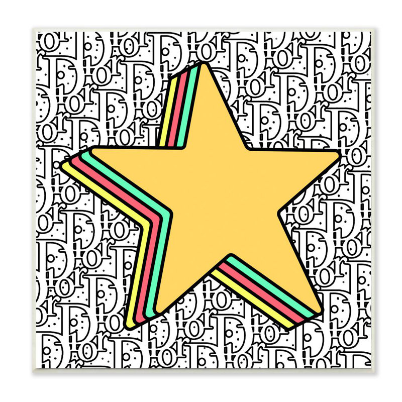 «Star Shape Pop Art over High Fashion» par Ziwei Li - impression d'art graphique, Plaque murale, H 12 po x l 12 po x P 0,5 po