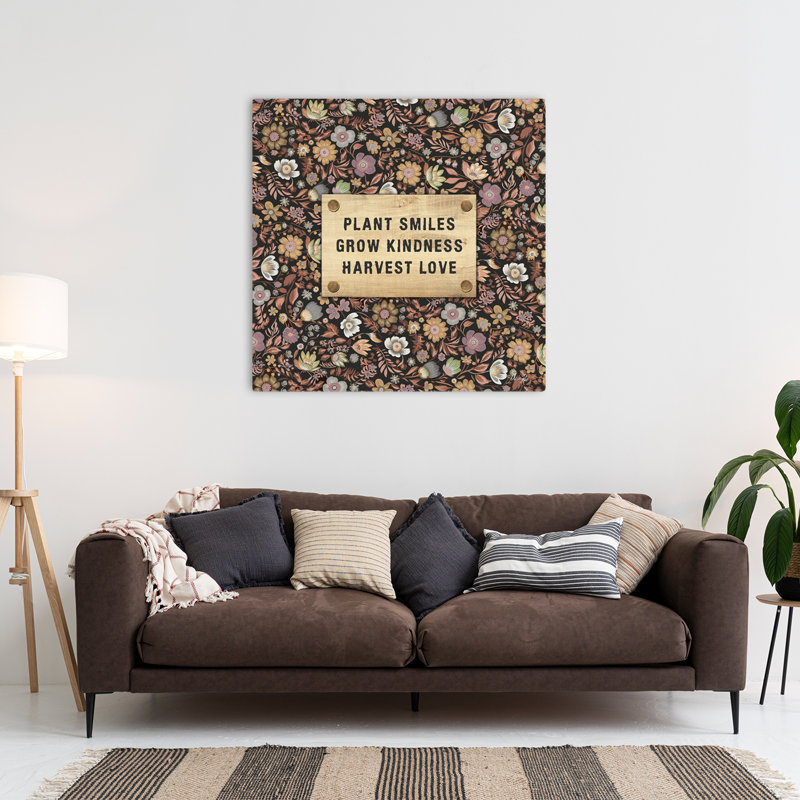 Plante, sourire, typographie, art floral contemporain, H 36 po x l 36 po