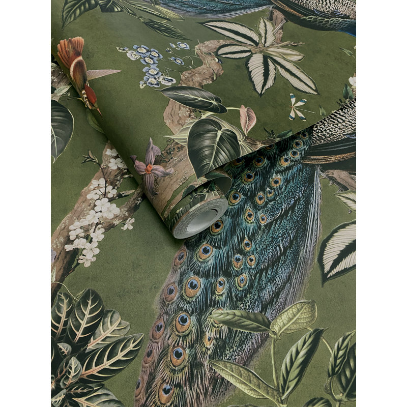 Papier peint non tissé Cassia Peacock, Vert