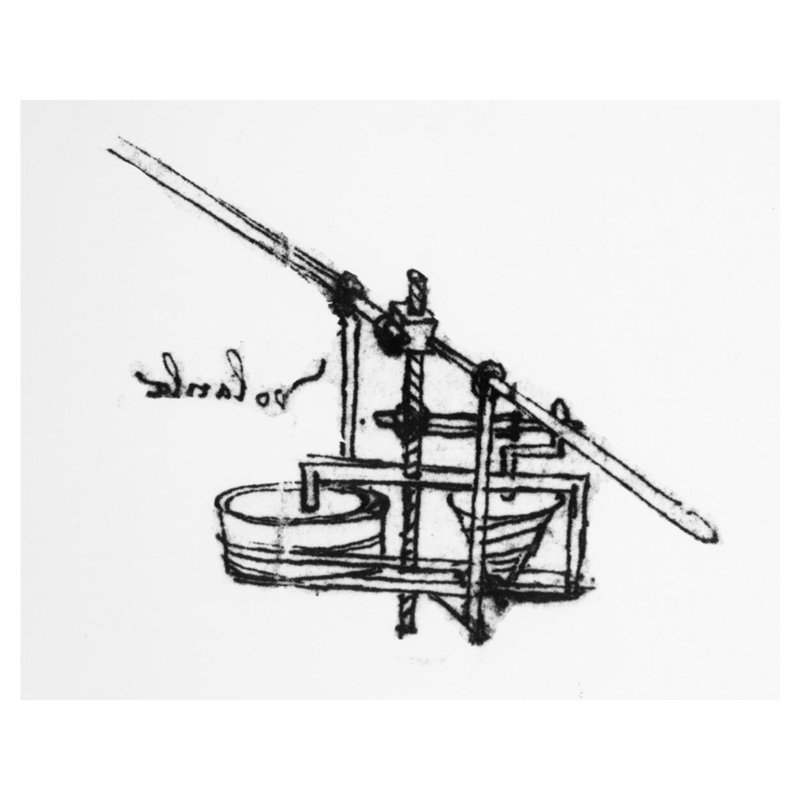 Fac-similé d'un dessin du Codex Atlanticus par Leonardo Da Vinci - Estampe numérique, H 32 po x l 40 po