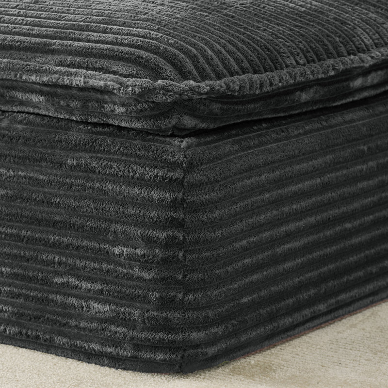 Compression Corduroy Chaise Lounge Chair with Ottoman, No Assembly Required, Gray