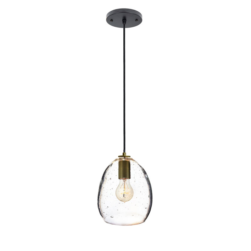 Luminaire suspendu à 1 lumière en forme de goutte, Bronze mat, Bullé