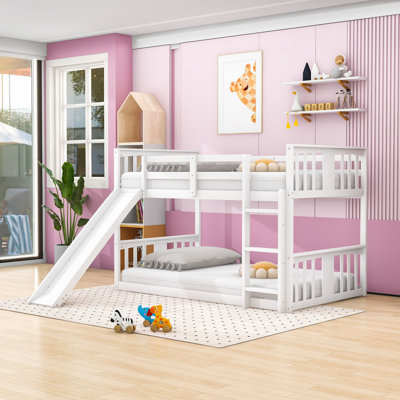 Ethyleen Twin Over Twin Wood Bunk Bed with Slide by Harriet Bee