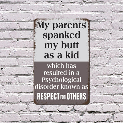 «My Parents Spanked My Bout as a Kid», enseigne en plastique 13 po x 20 po