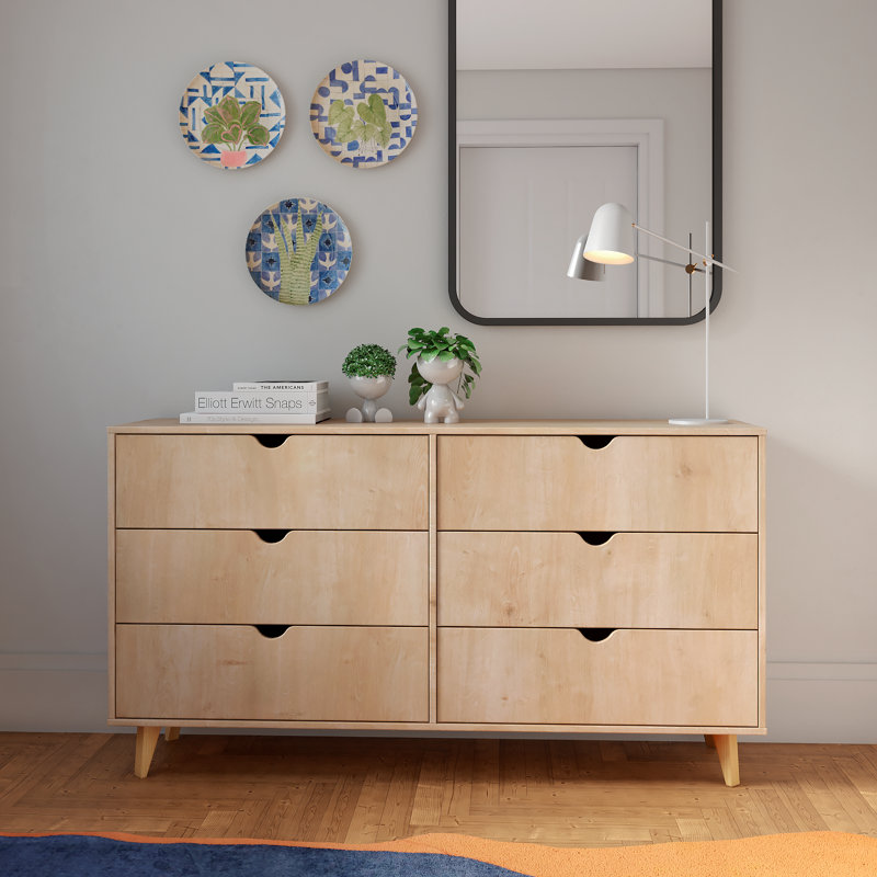 59'' W 6 - Drawer Dresser, Natural Wood