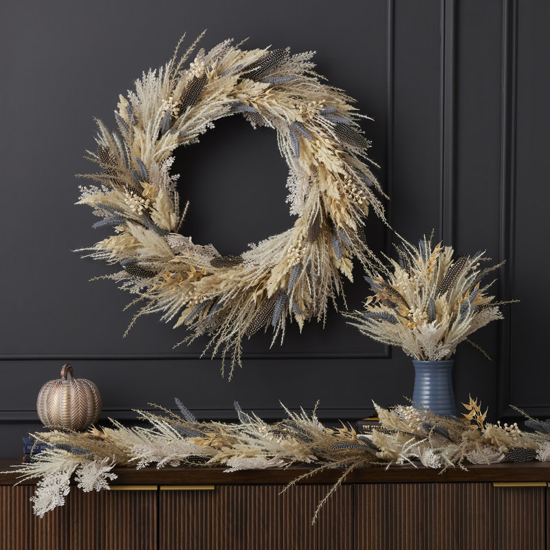 Fall Fields Bouquet with Feather and Pampas 6ft Garland
