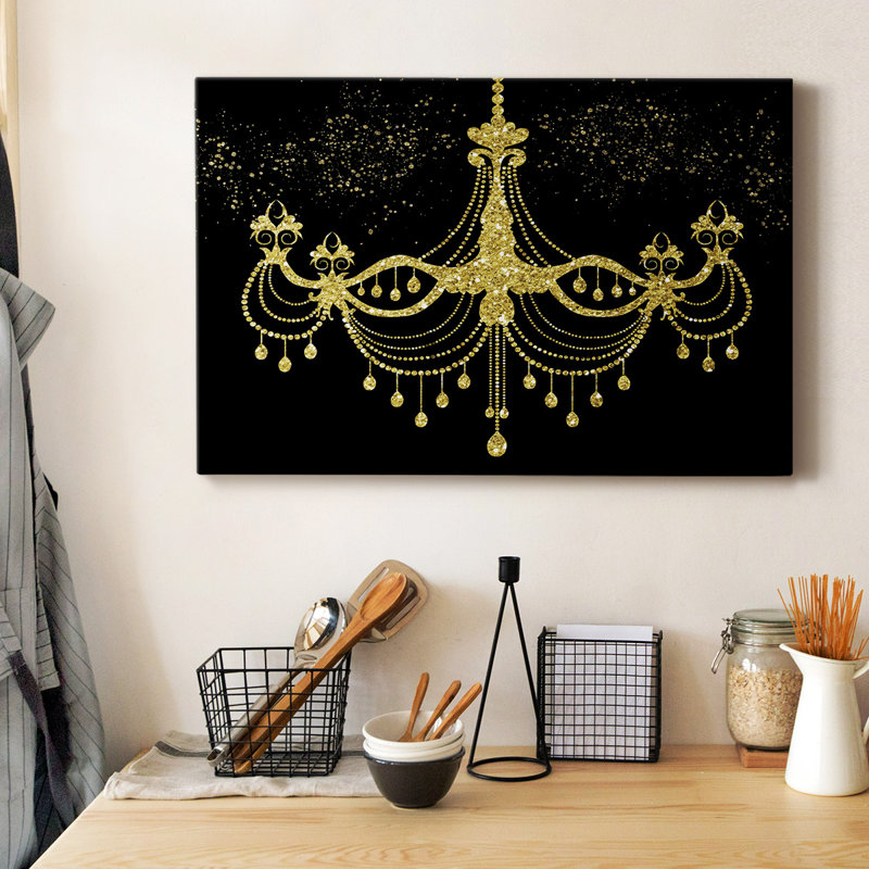 Toile tendue avec châssis de qualité supérieure Golden Chandelier, H 24 po x l 36 po