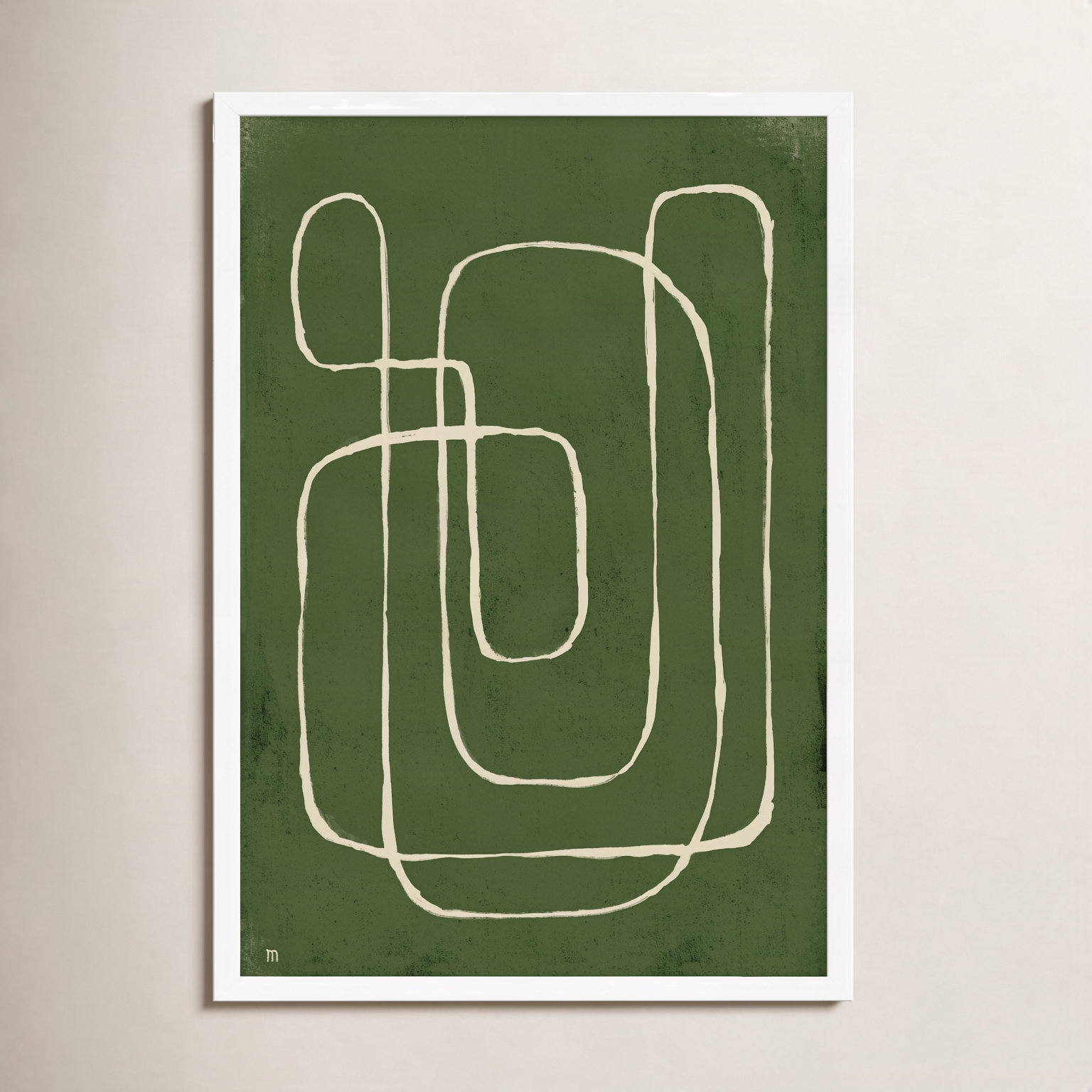 Line Works 2 Painting, 38" H x 26.5" W x 1.25" D, White Framed Paper