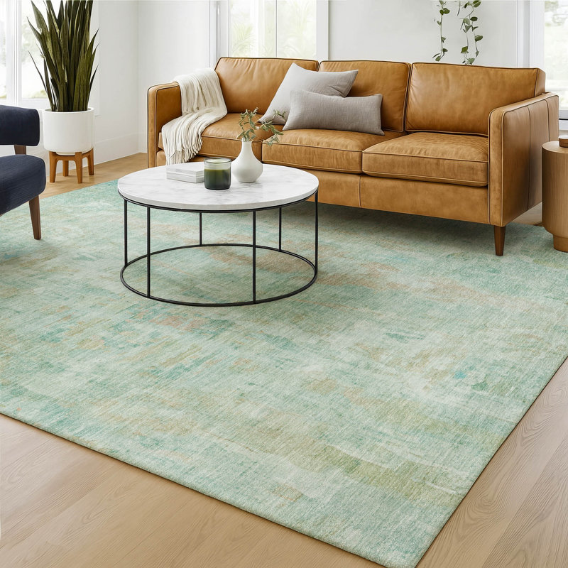 Premium Machine Washable Mayfield AMF2310 Abstract Rug, 10' x 14', Turquoise