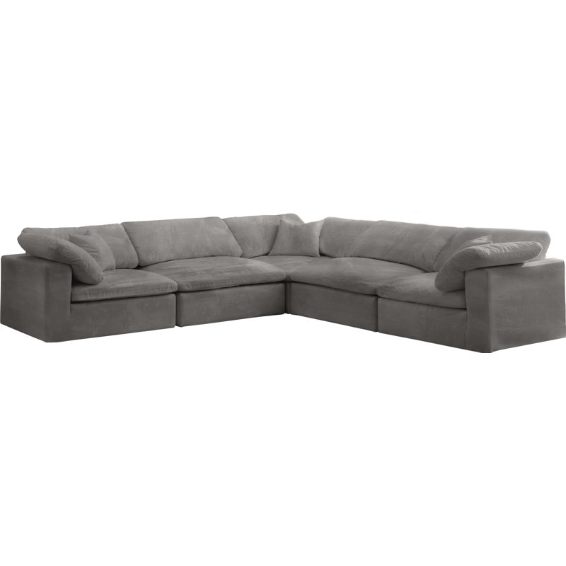 Canapé modulaire en velours réversible Cozy, Velours gris