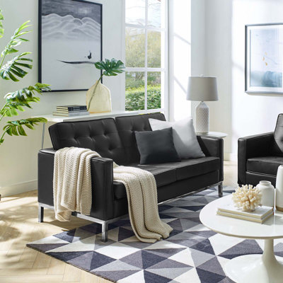Loft Tufted Vegan Leather Loveseat