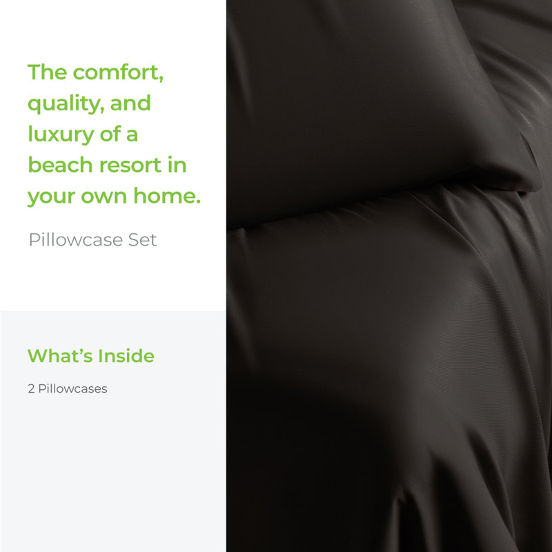 Cariloha Retreat 2-Piece Sateen Pillowcase Set | Lyocell Material | Breathable, Corner Straps, Extra soft & Cooling