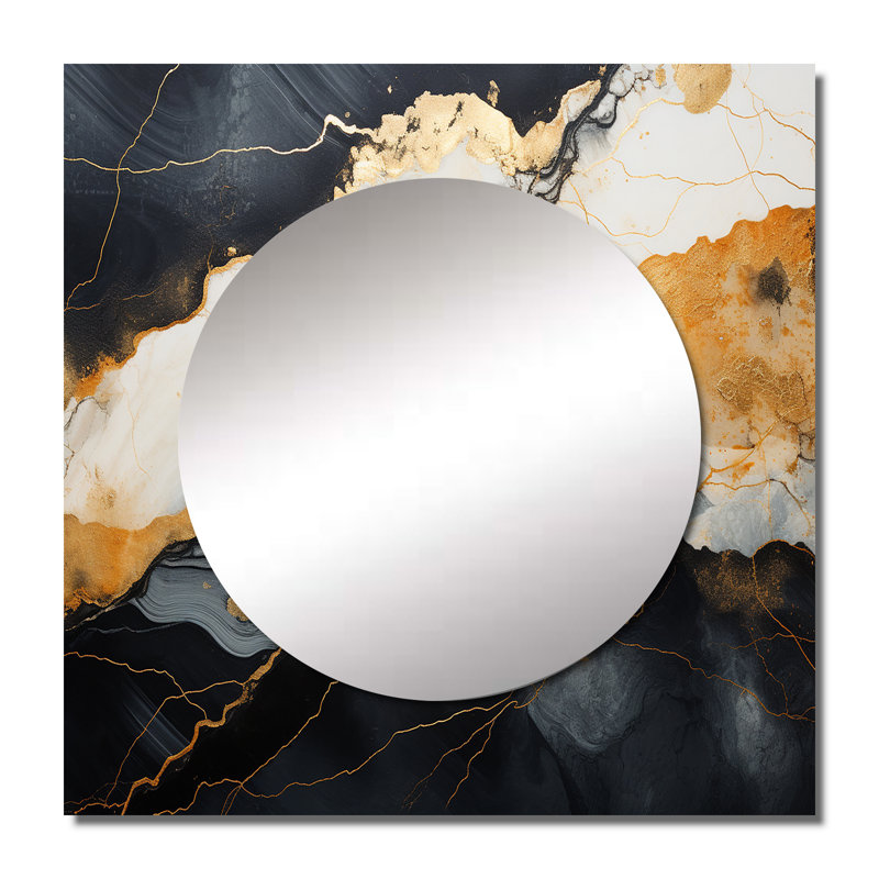 Josalina - Art mural minimaliste en spirale abstraite en chrome blanc et noir Poteries, 23 po x 23 po
