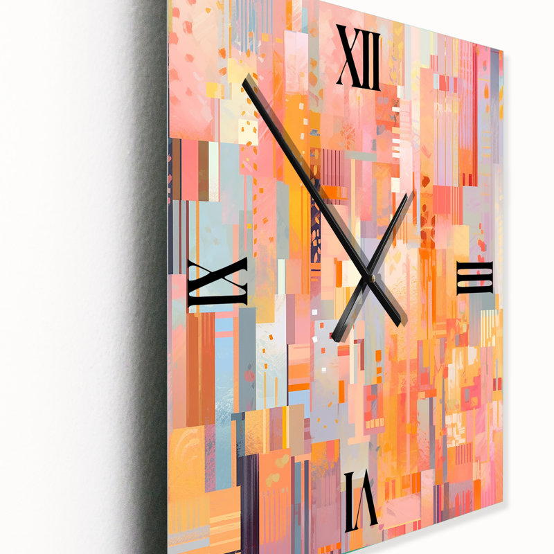 Rose, orange, réalités brisées - horloges murales cubisme, Très grand