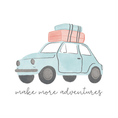 «Make More Adventures Little Car and L bagages», reproduction sur toile tendue