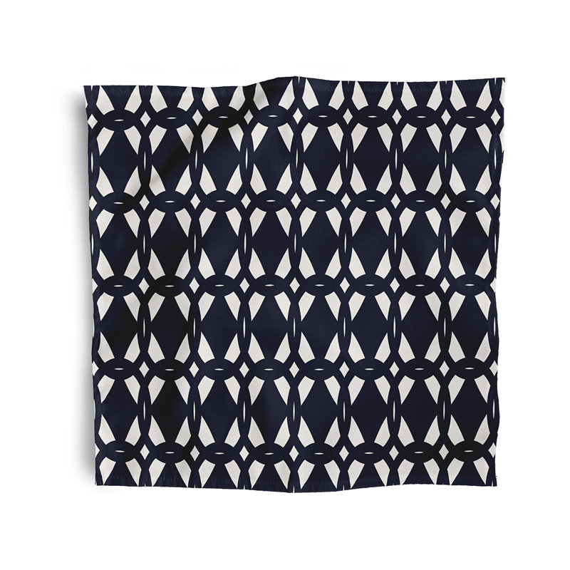 Christiam Polyester Geometric Square Napkin, Navy