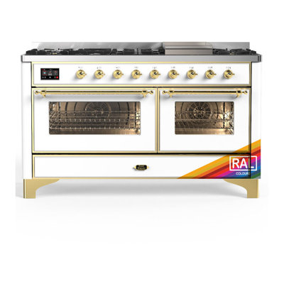 ILVE Majestic III Series 60 in. Dual Fuel Range with 9 Sealed Burners, Griddle (Liquid Propane, Glass Door)