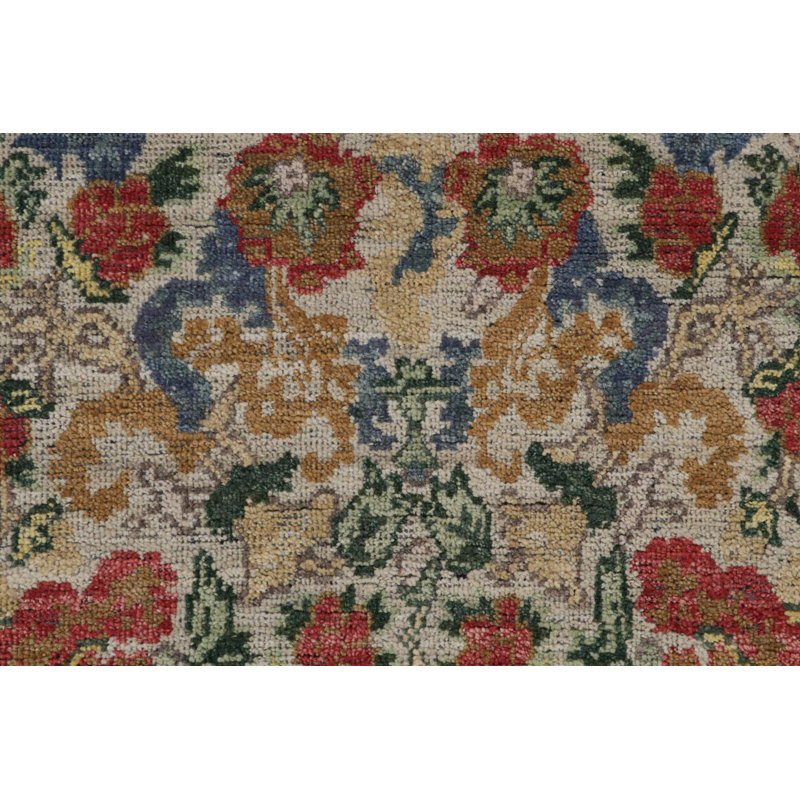 Rug & Kilim’S Classic Runner In Red Floral Patterns On Off-White, Runner 3' x 10'