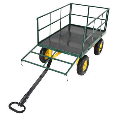 3-in-1 Heavy Duty Garden Cart 1500 lb Capacity Steel Utility Wagon with Removable Sides Flatbed Tow Trailer 13 cu ft 13 in All Terrain Tires for Yard Farm Hauling