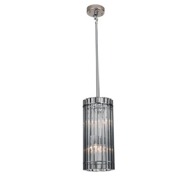 4-Light Chrome Cylinder Pendant With Clear Glass Rods