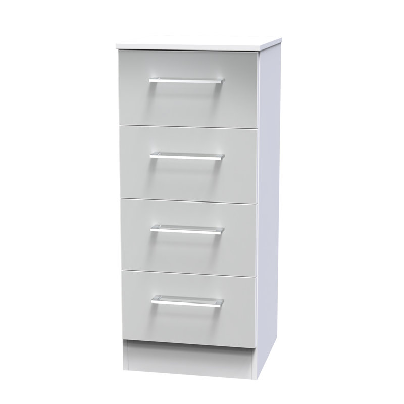 Talhaa 4 Drawer Bedside Cabinet (Ready Assembled), Uniform Grey/White