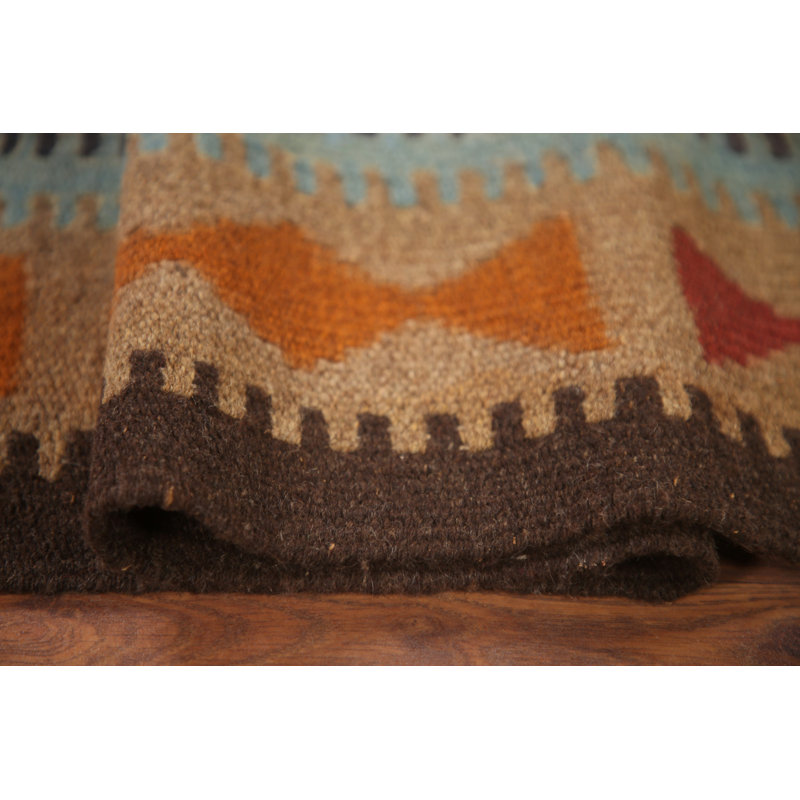Kilim Reversible Wool Runner Rug 3x7