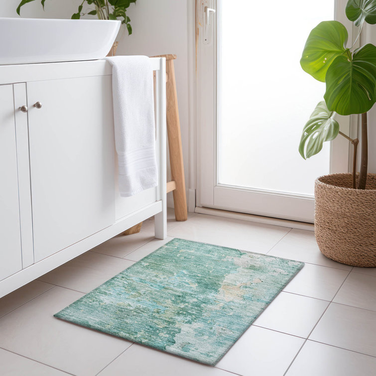 Machine Washable Indoor/Outdoor Claudian ACN1234 Emerald Rug
