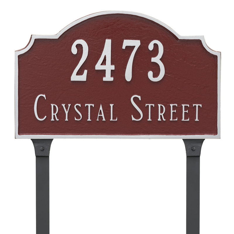 Vanderbilt 2-Line Lawn Address Sign, Sea Blue / Gold