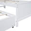 Lit plateforme simple avec tête de lit à DEL avec rangement, lit gigogne simple et 3 tiroirs, blanc