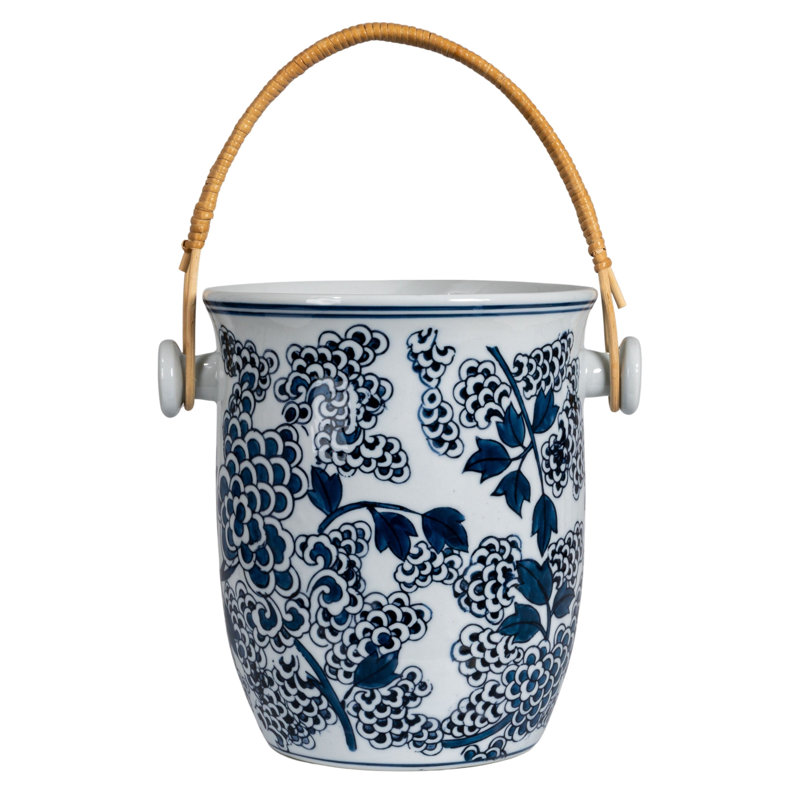 Chadwicks Ceramic Wine Cooler with Bamboo Handles, Blue