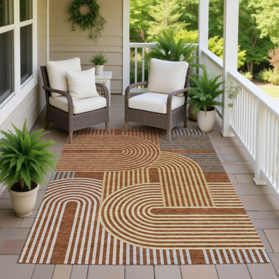 Machine Washable Indoor/Outdoor Chantille ACN2549 Mid-Century Modern Rug