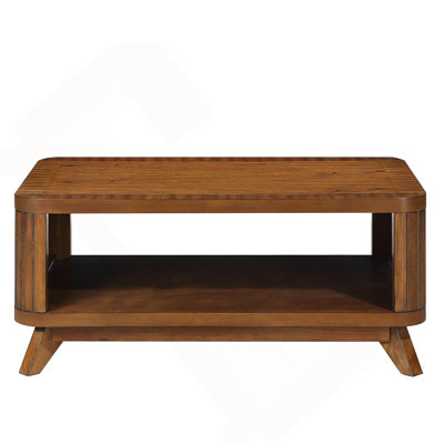 Rectangular Wood Coffee Table for Living Room, 41.5-Inch Coffee Table with Solid Wood Legs