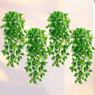 Fake Hanging Plants Artificial Fake Leaves Long Green Silk Ivy
