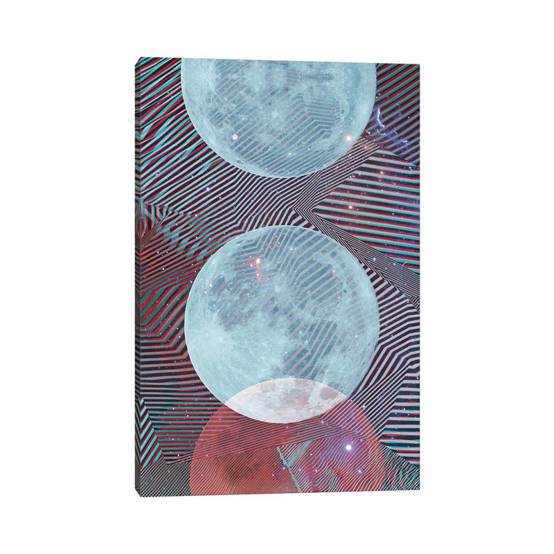 Techno Moon - Wrapped Canvas Print