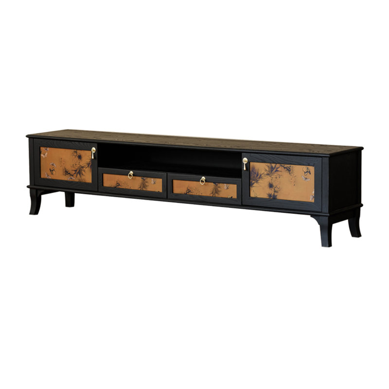 Meuble télé en bois de frêne de style français rétro, 86.61"