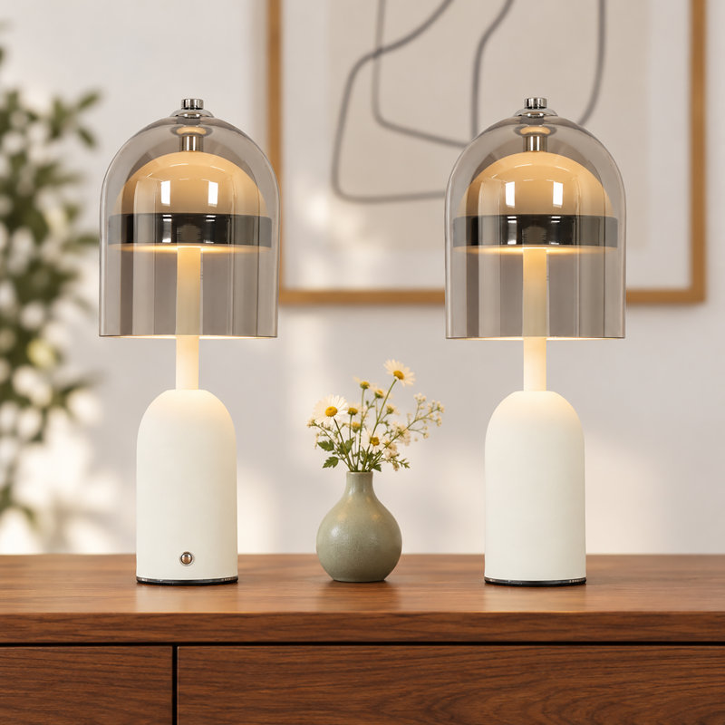 Lampe de table sans fil Accent, lampe de table à DEL rechargeable, lampe portative (ensemble de 2), Gris / Blanc, 2