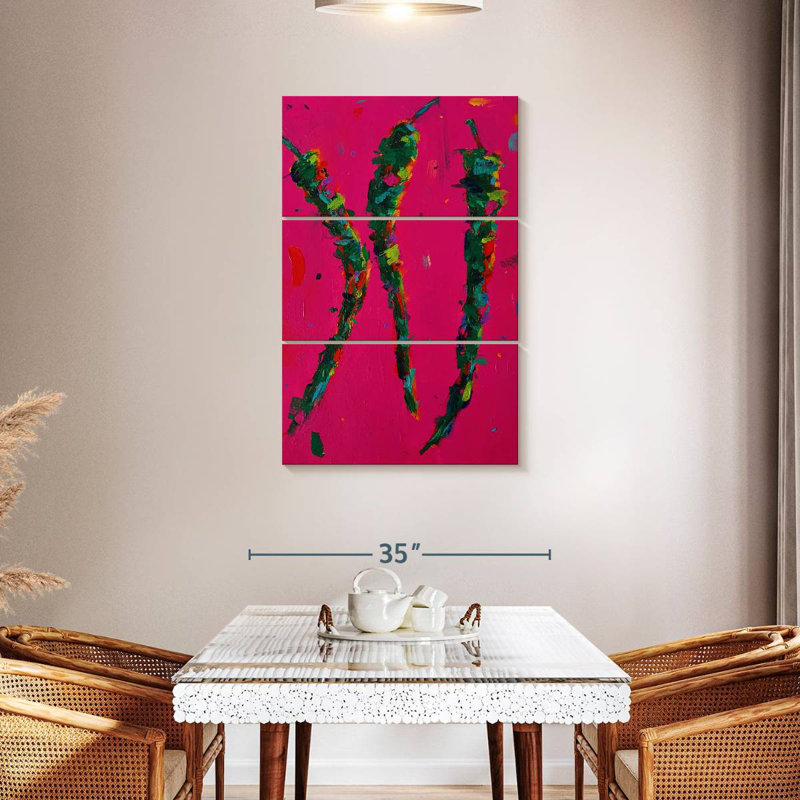 Trois piments verts Yarlin, H 45 po x l 28 po
