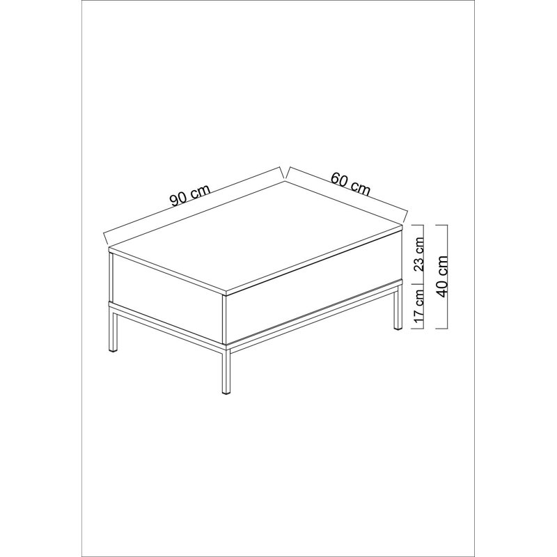 Table basse moderne avec pieds en métal, noir et or, 35,4 x 15,7 x 23,6 pouces | 100% panneau de particules enduit de mélamine, épaisseur: 0,7 pouce | Design élégant pour les salons contemporains, élégant et durable