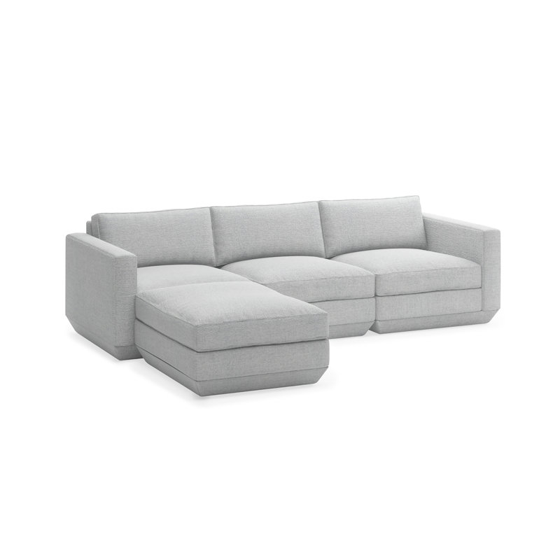 Canapé modulaire 4 pièces Podium, Sergé de performance argent Bayview, Orienté vers la gauche
