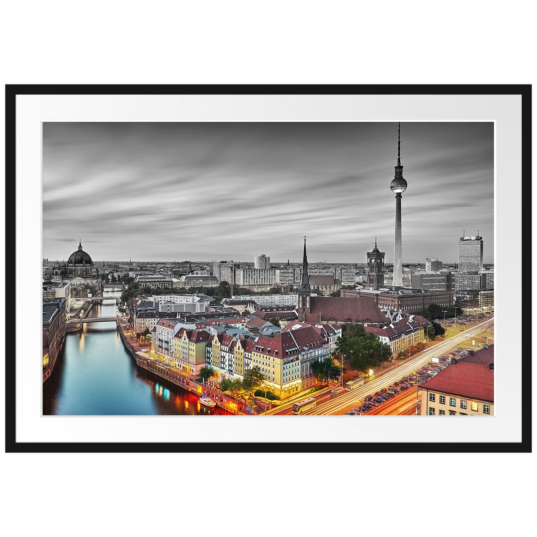 Berlin Stadtpanorama Gerahmter Fotokunstdruck