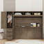 Lit escamotable double avec garde-robe, tiroirs et tablettes
