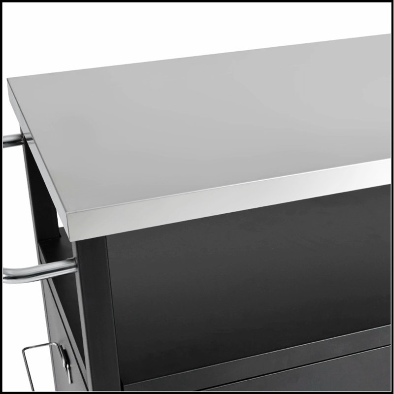 Îlot de cuisine extérieur en acier inoxydable durable avec rangement, étagère à épices et roues verrouillables pour une expérience de barbecue améliorée